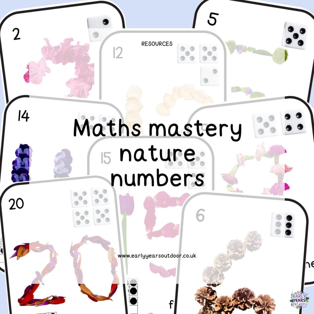 Maths mastery nature numbers to twenty with numeral, word, ten frame and dice