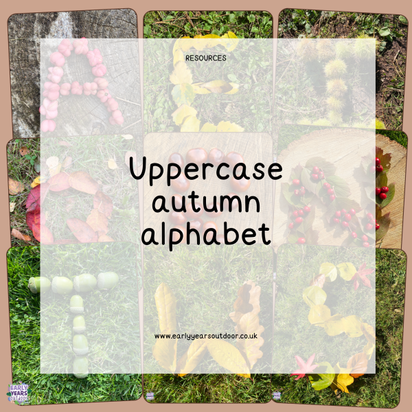 Uppercase autumn nature alphabet