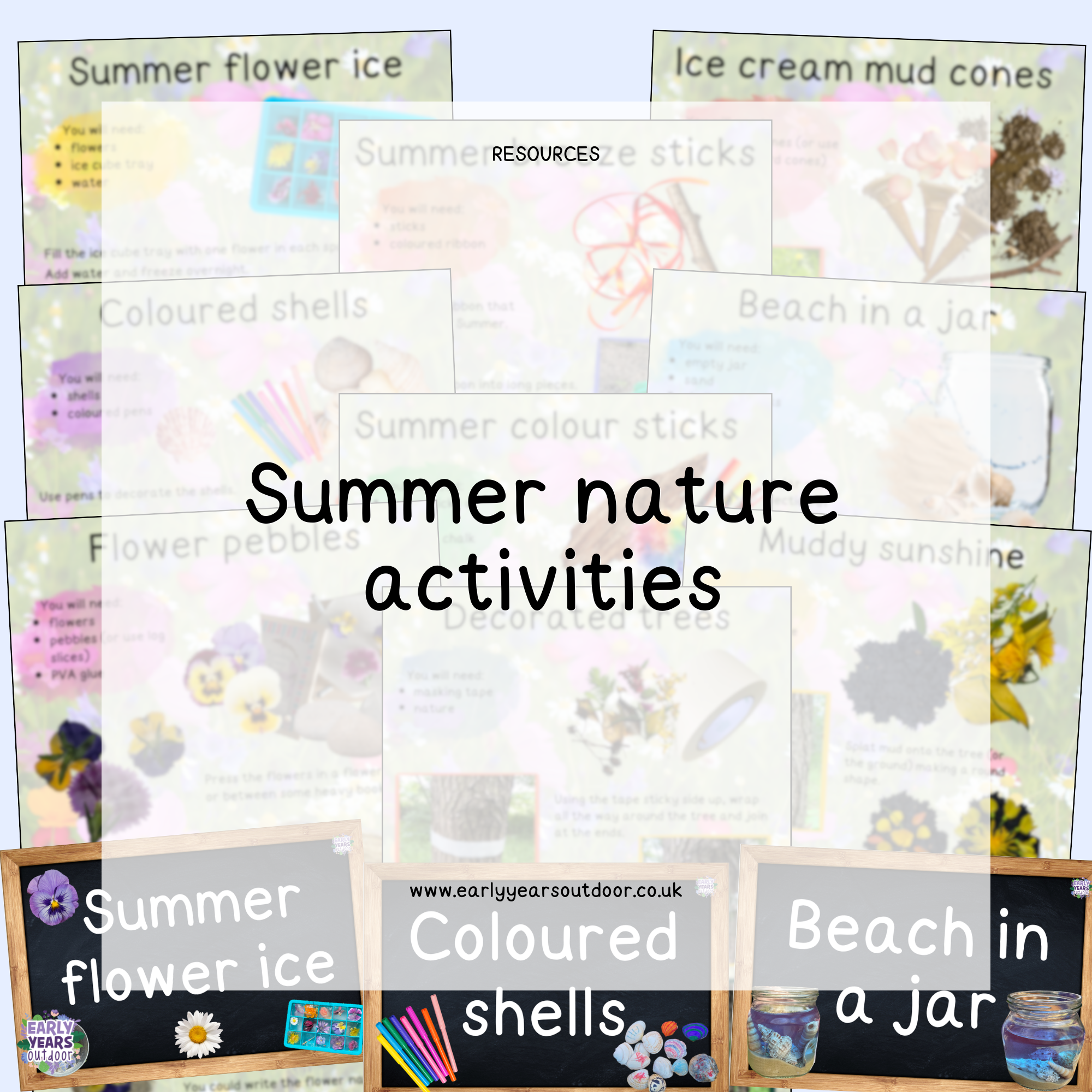 Summer themed nature activities with signs