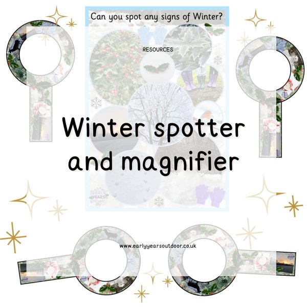 Winter spotting sheet and magnifying glass