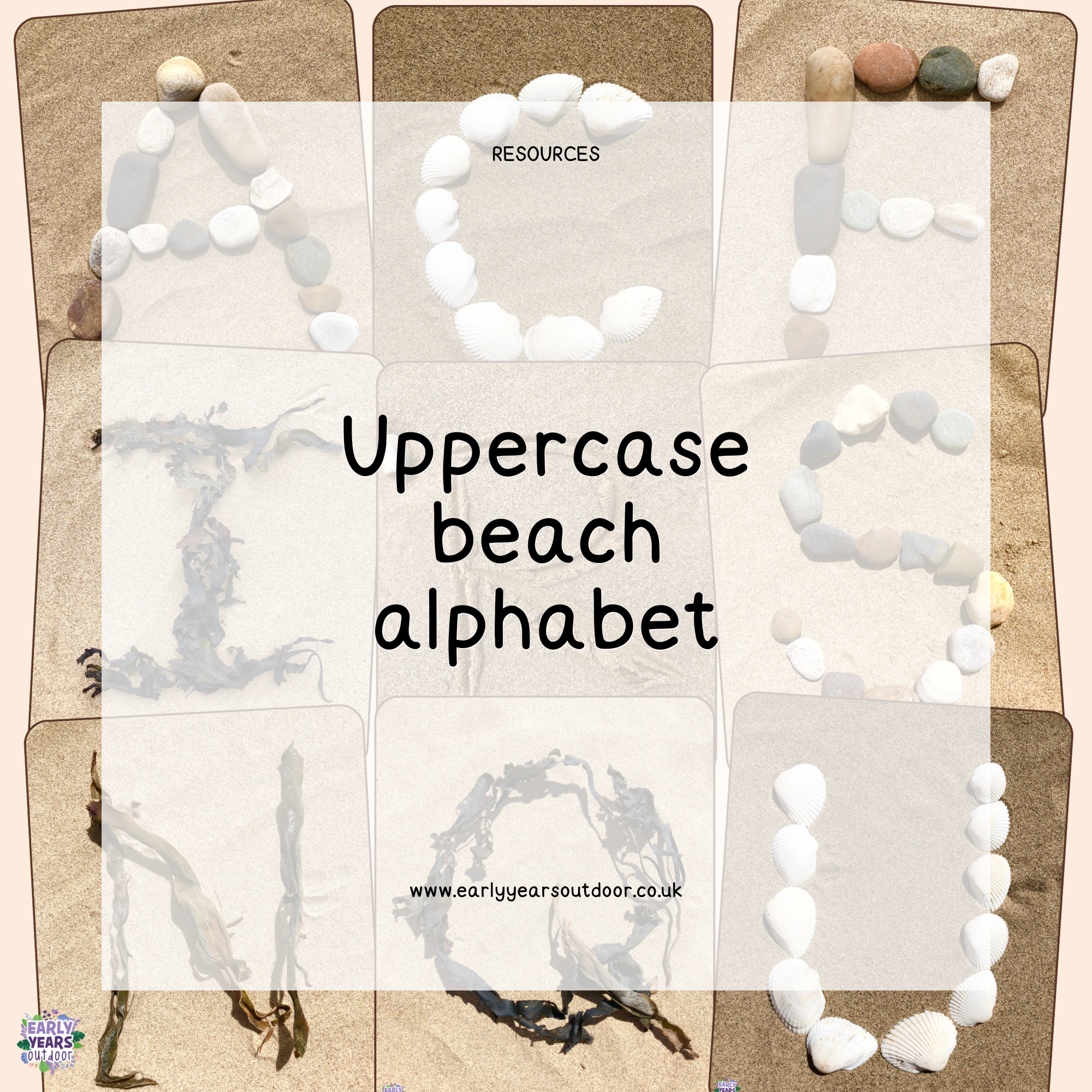 Beach themed uppercase alphabet