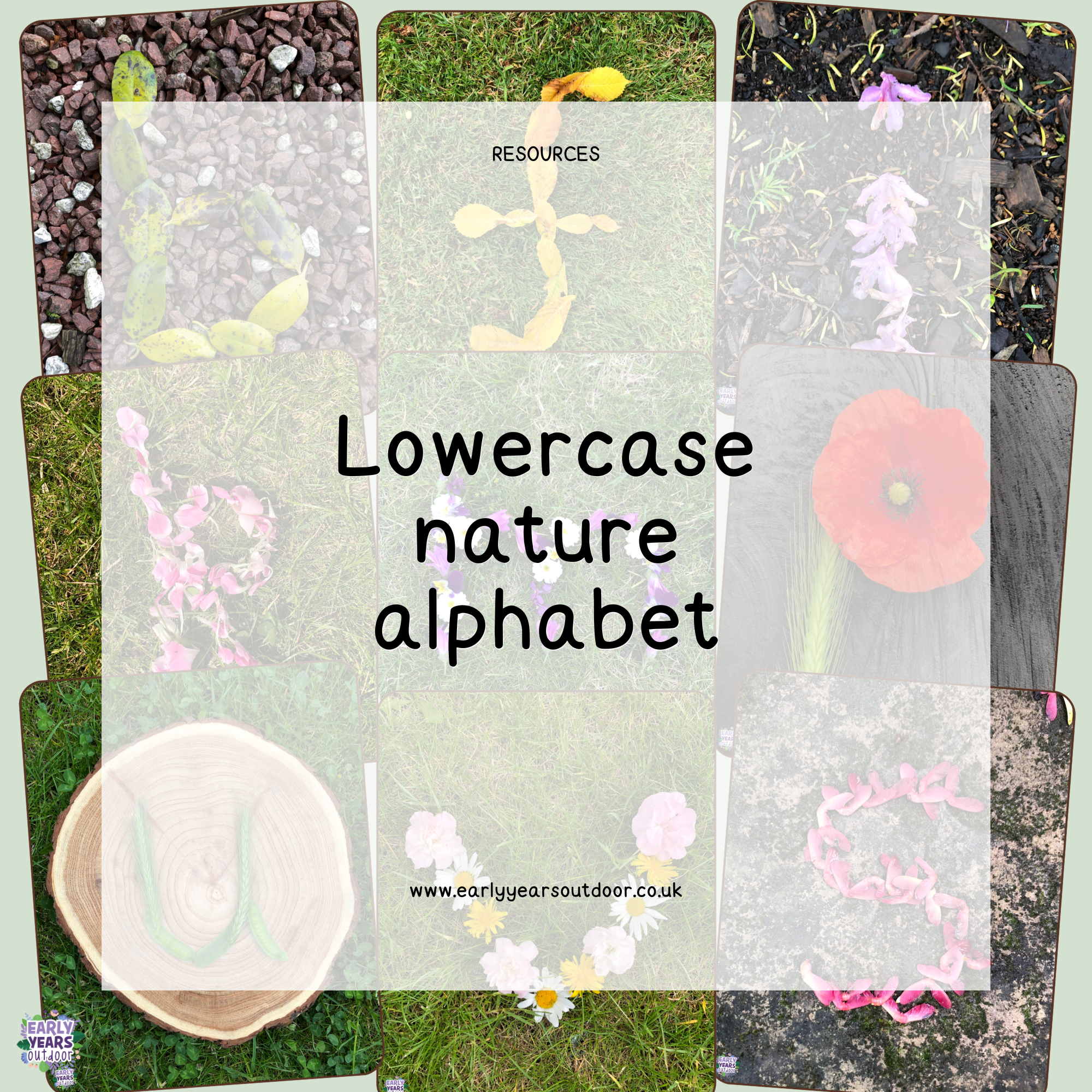 Lowercase nature themed alphabet