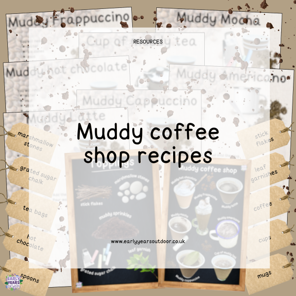 Muddy coffee shop recipes, labels and signs