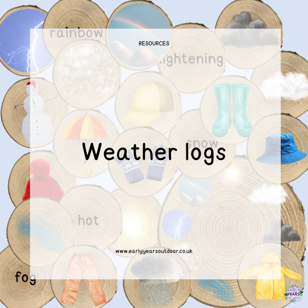 Weather images and vocabulary on logs