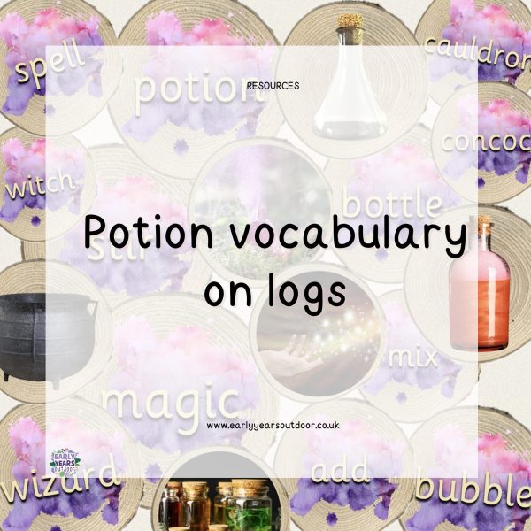 Images and vocabulary about potions on logs