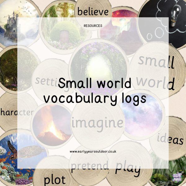Small world vocabulary and images on logs