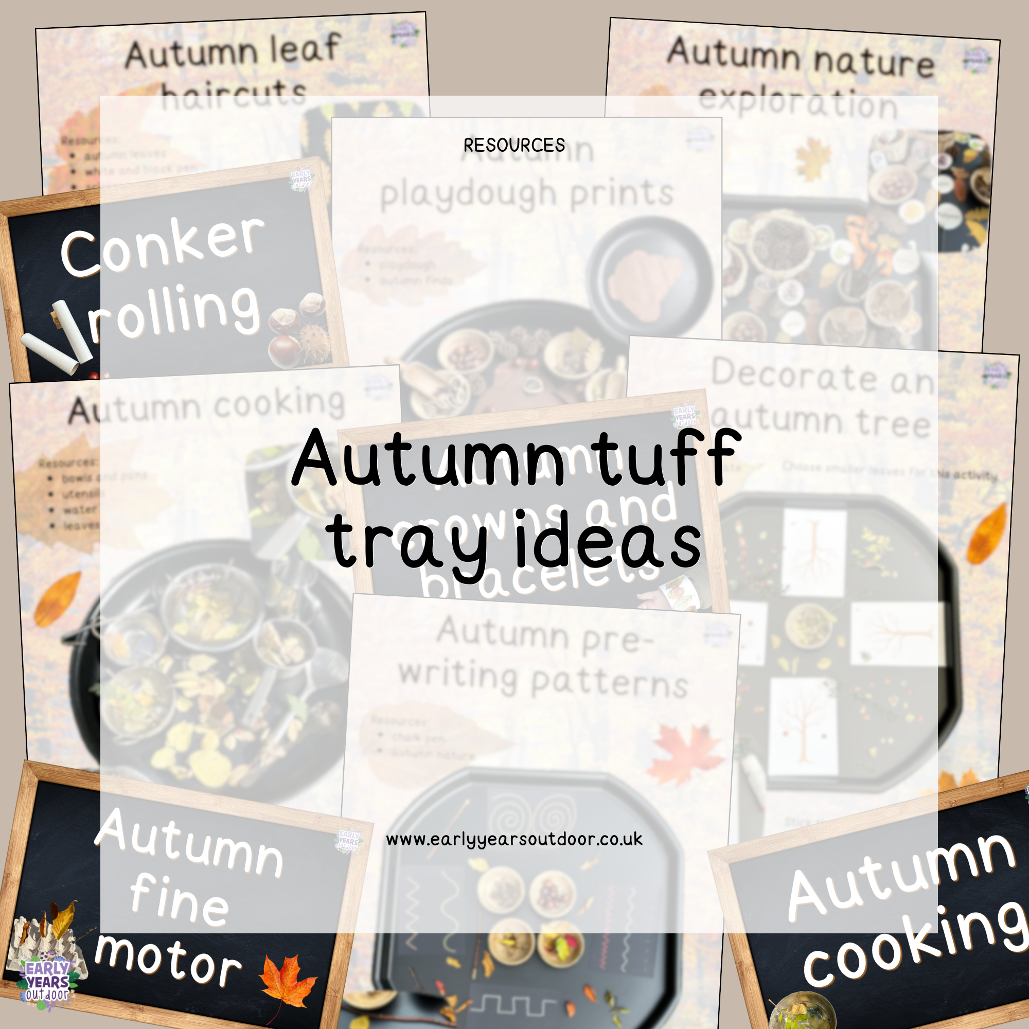 Autumn tuff tray ideas with signs