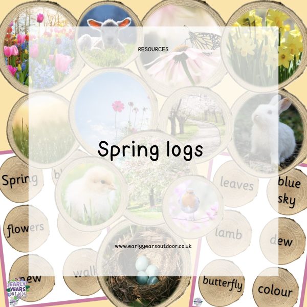 Images and words on logs relating to Spring