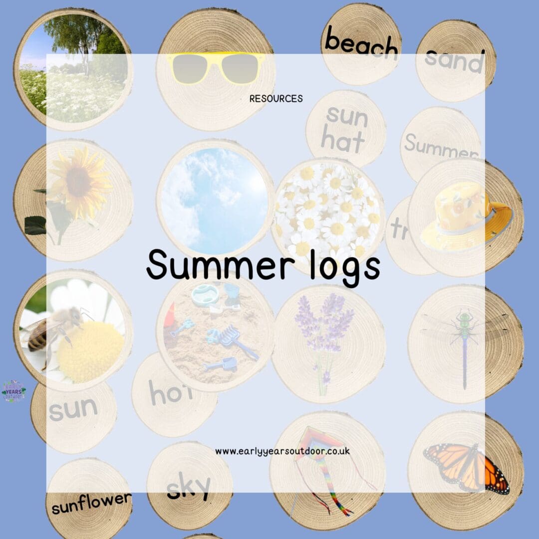 Summer themed logs with images and vocabulary