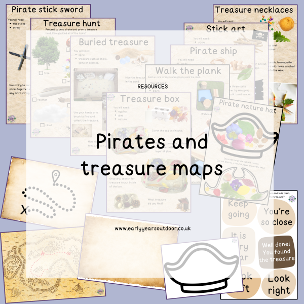 An image of pirate activities, maps and the resources included.