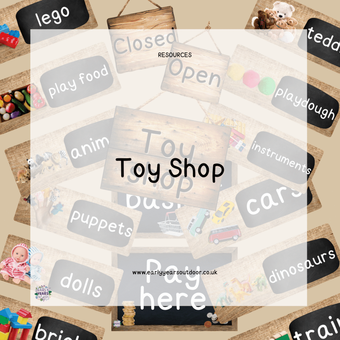 Toy shop signs, labels and role play area resources