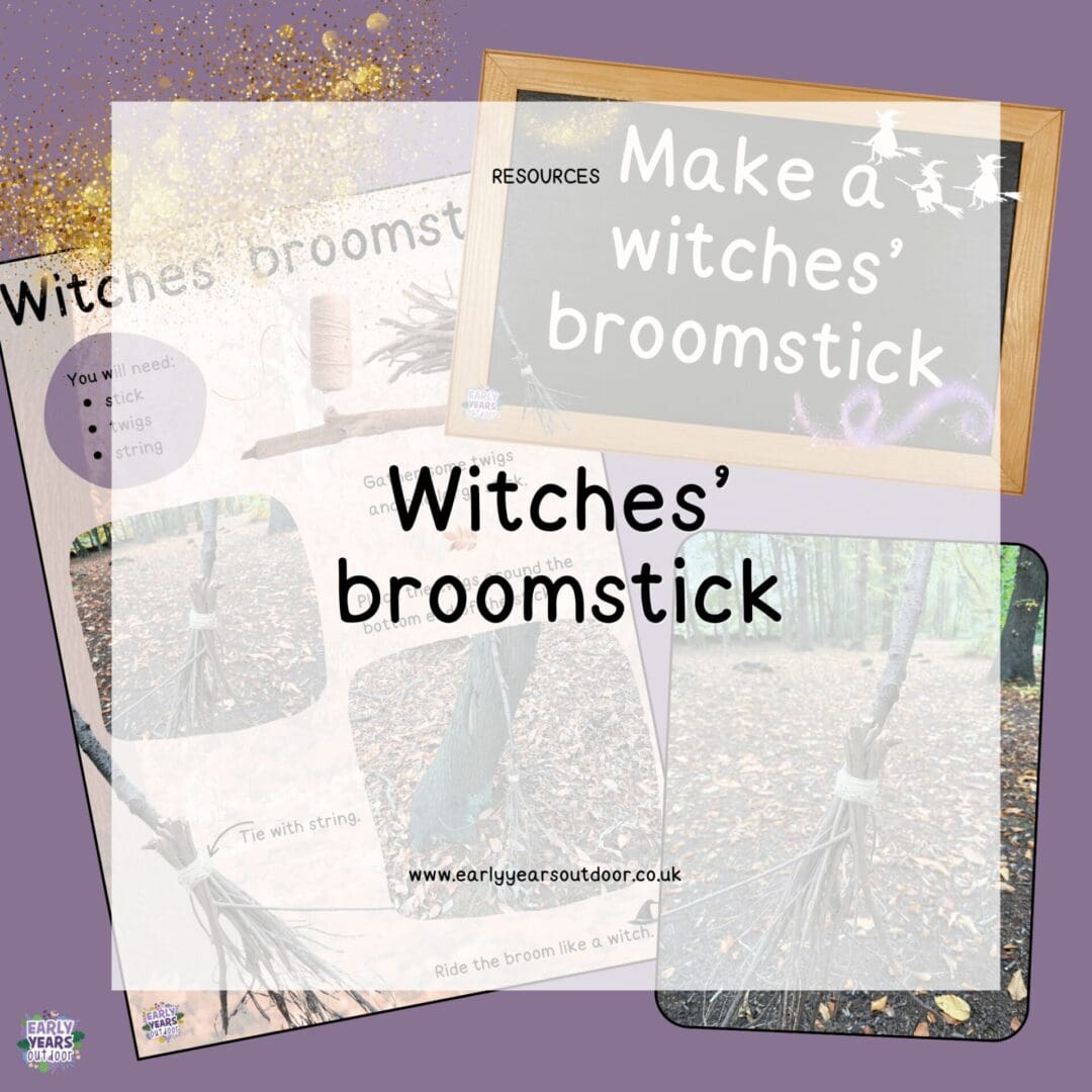 Witches' broomstick activity and sign