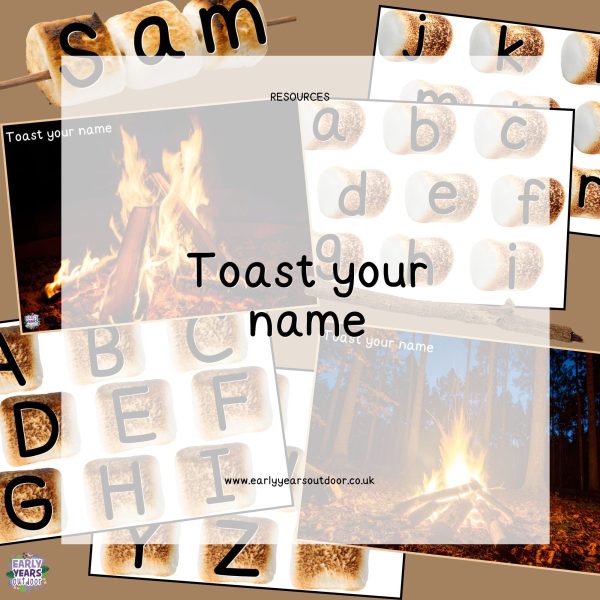 Toasted marshmallows and fire to 'toast your name'.