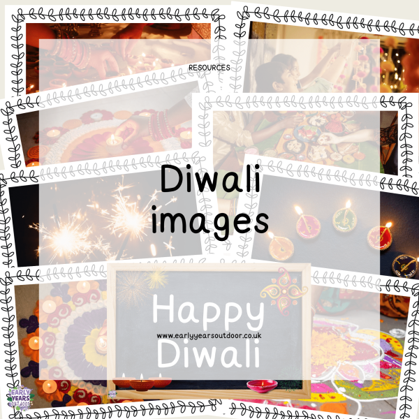 Diwali images and a sign saying Happy Diwali