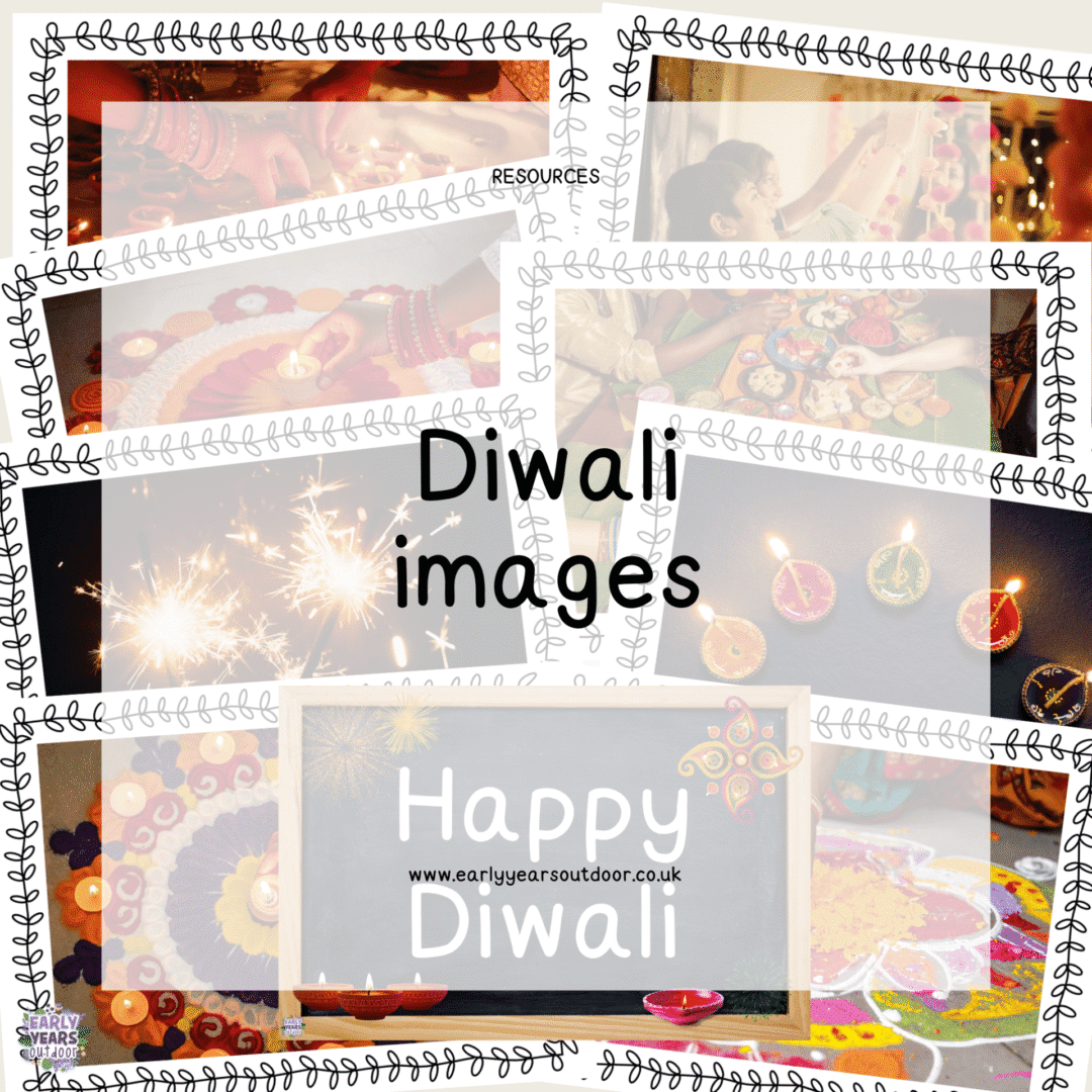 Diwali images and a sign saying Happy Diwali