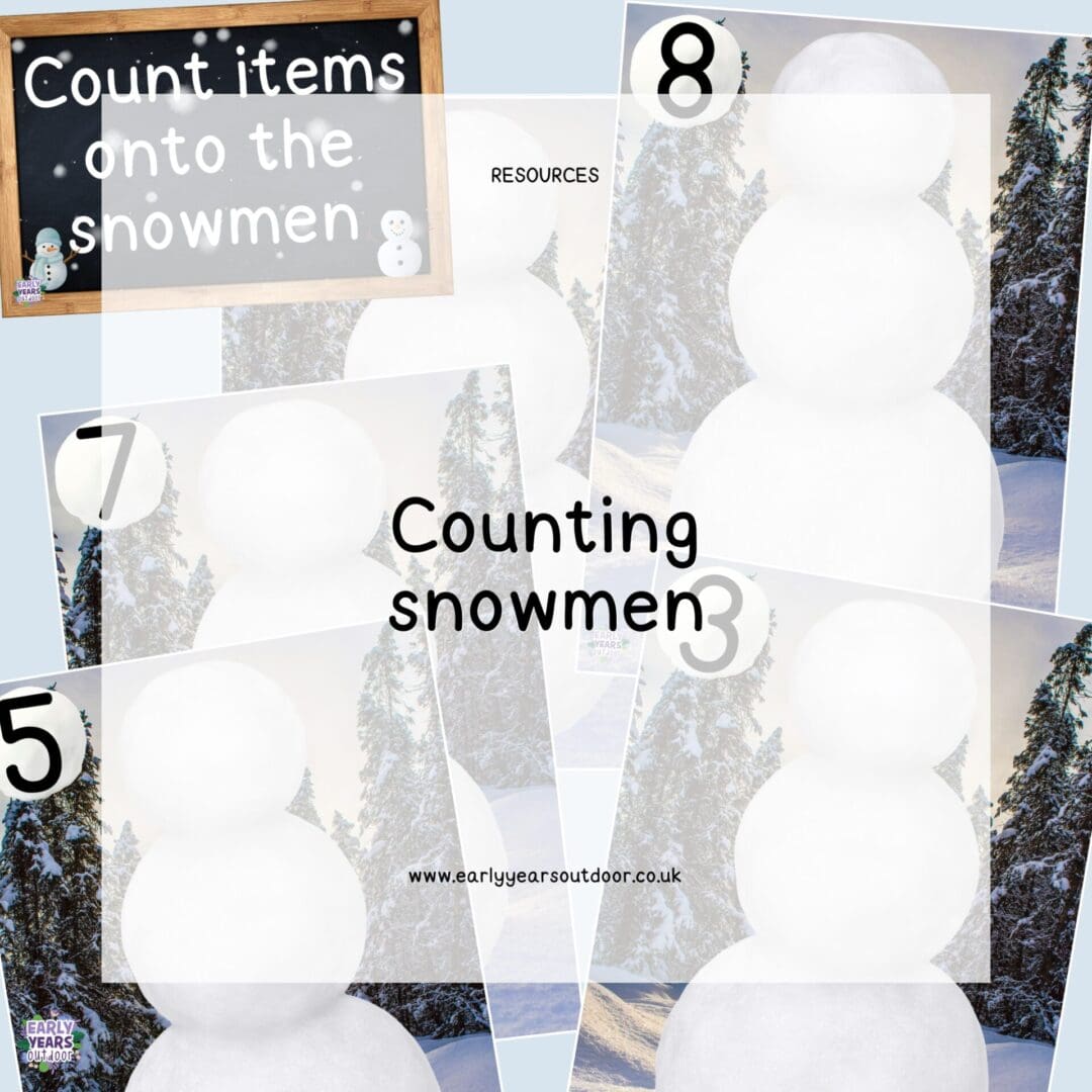 Counting snowmen activity with templates and a sign