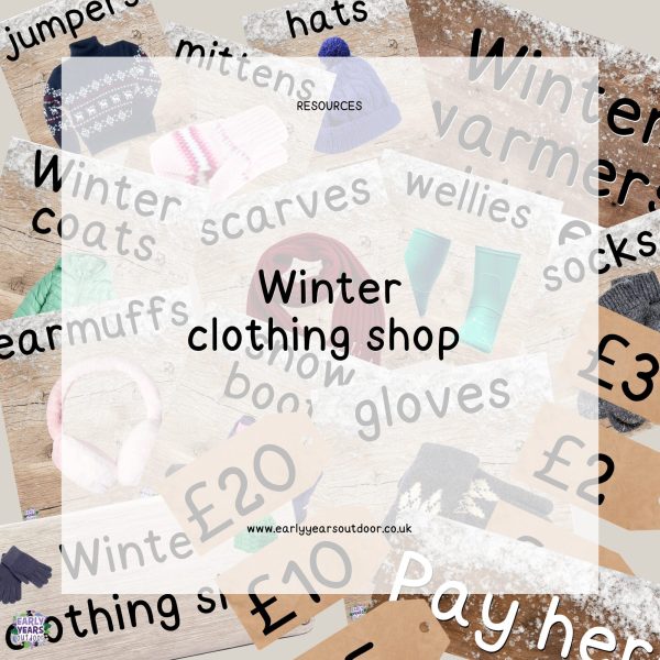 Winter clothing shop signs and labels