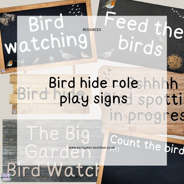 Bird hide role play area signs