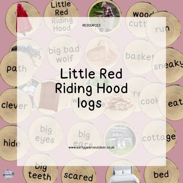 Little Red Riding Hood images and vocabulary on logs