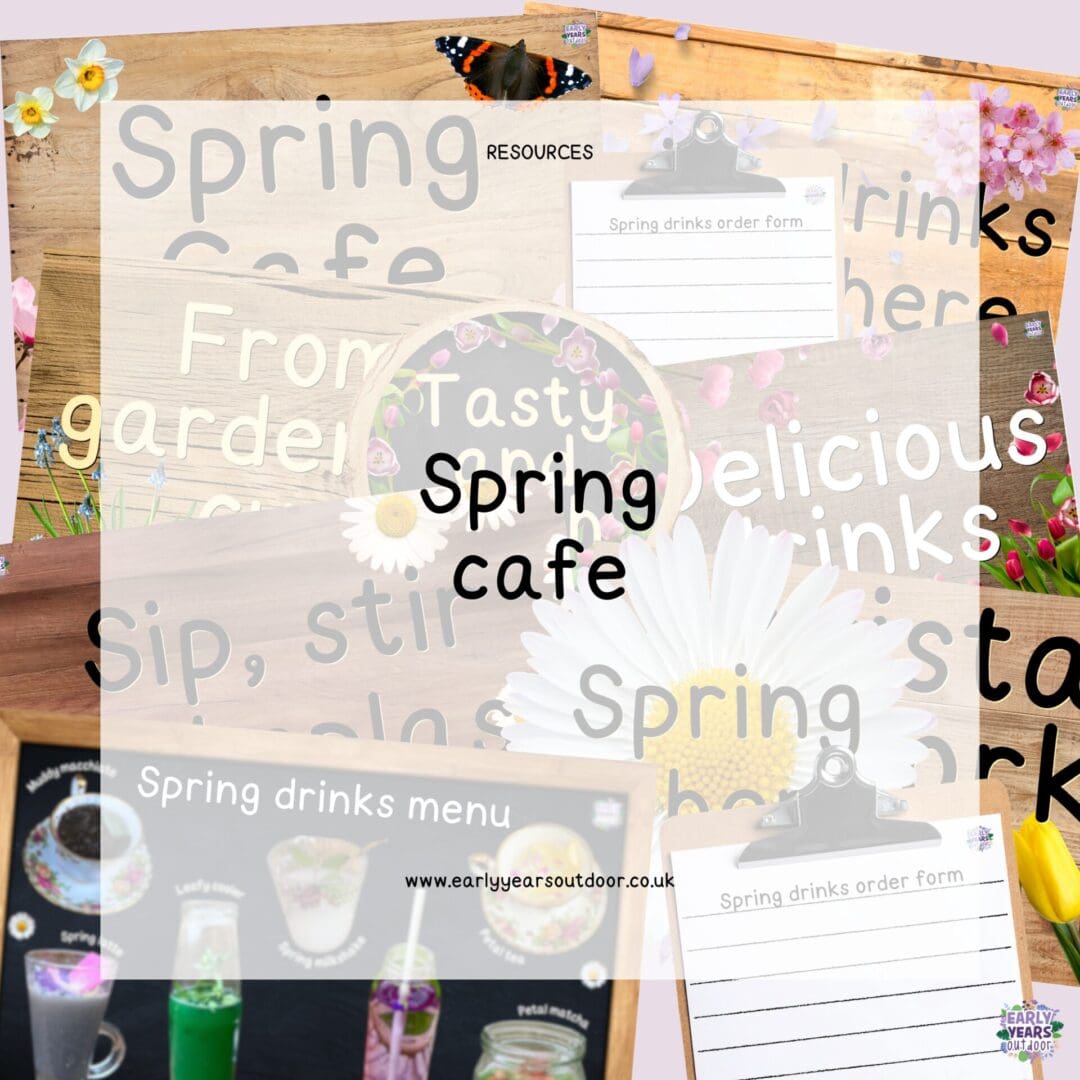 Spring cafe mud kitchen signs and order forms
