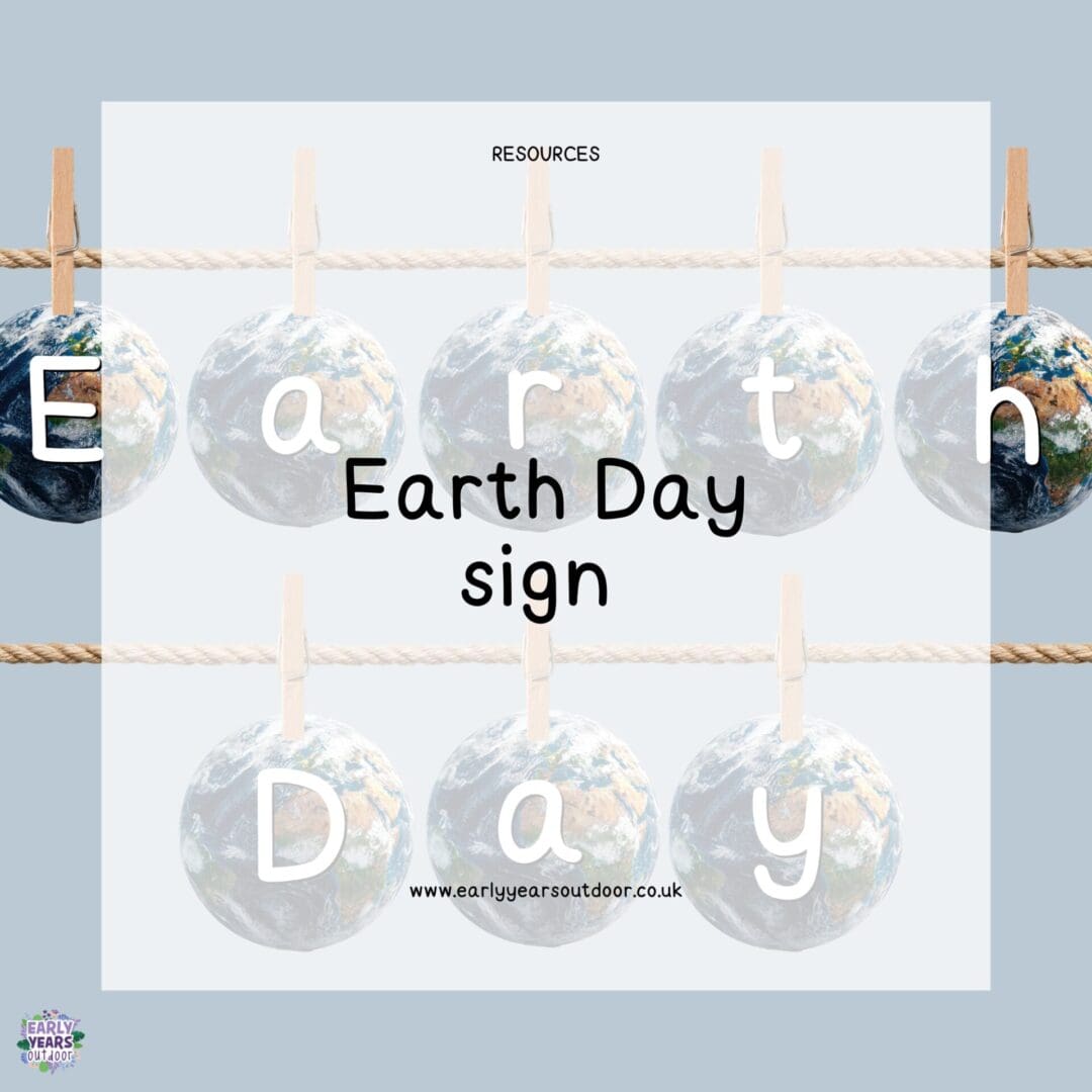 Earth Day sign with each letter on an image of the world