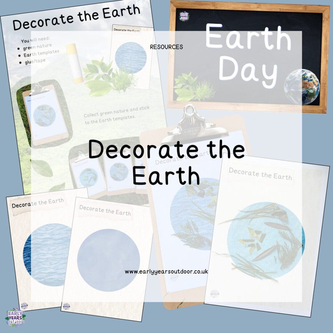 Decorate the earth activity sheet, sign and images of the completed activity