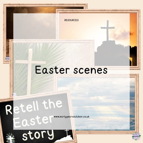 Easter scene images and sign