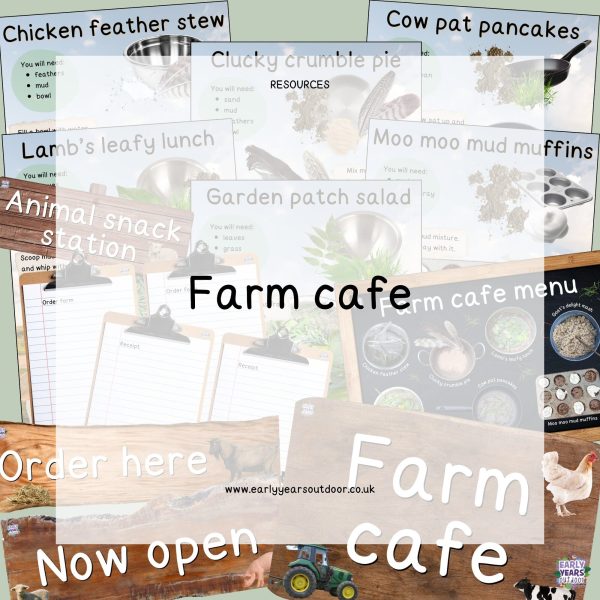 Farm cafe mud kitchen recipes, menu, order forms, receipt forms, and signs