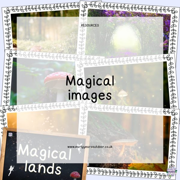 Magical images with flowery border and blackboard sign