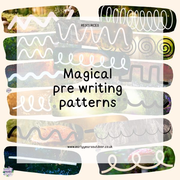 Pre writing patterns with a magical themed background