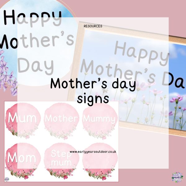 Mother's Day signs including Mother, Mum and Mummy