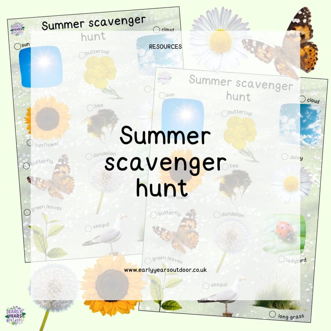 Summer scavenger hunt with images and labels