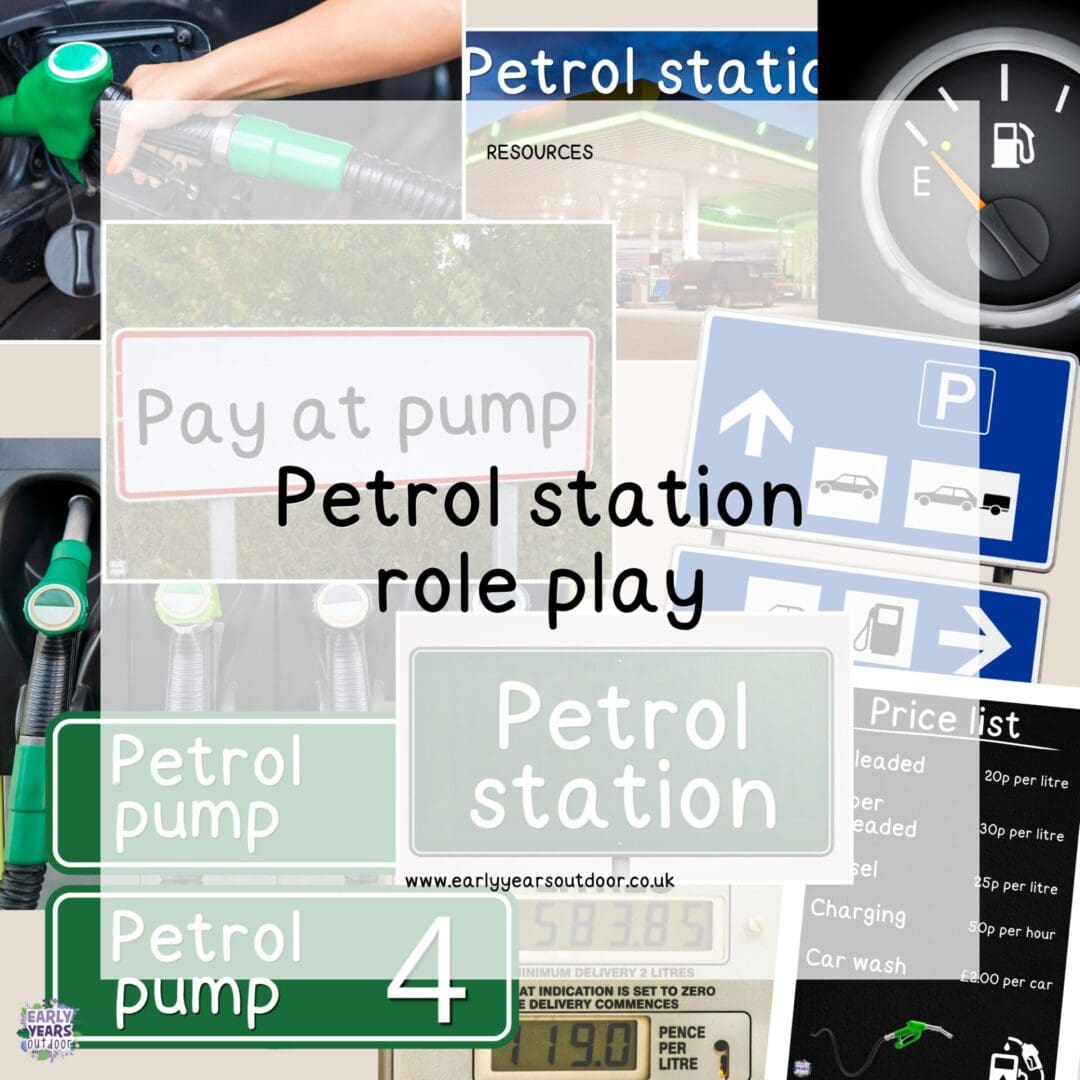 Petrol station role play signs
