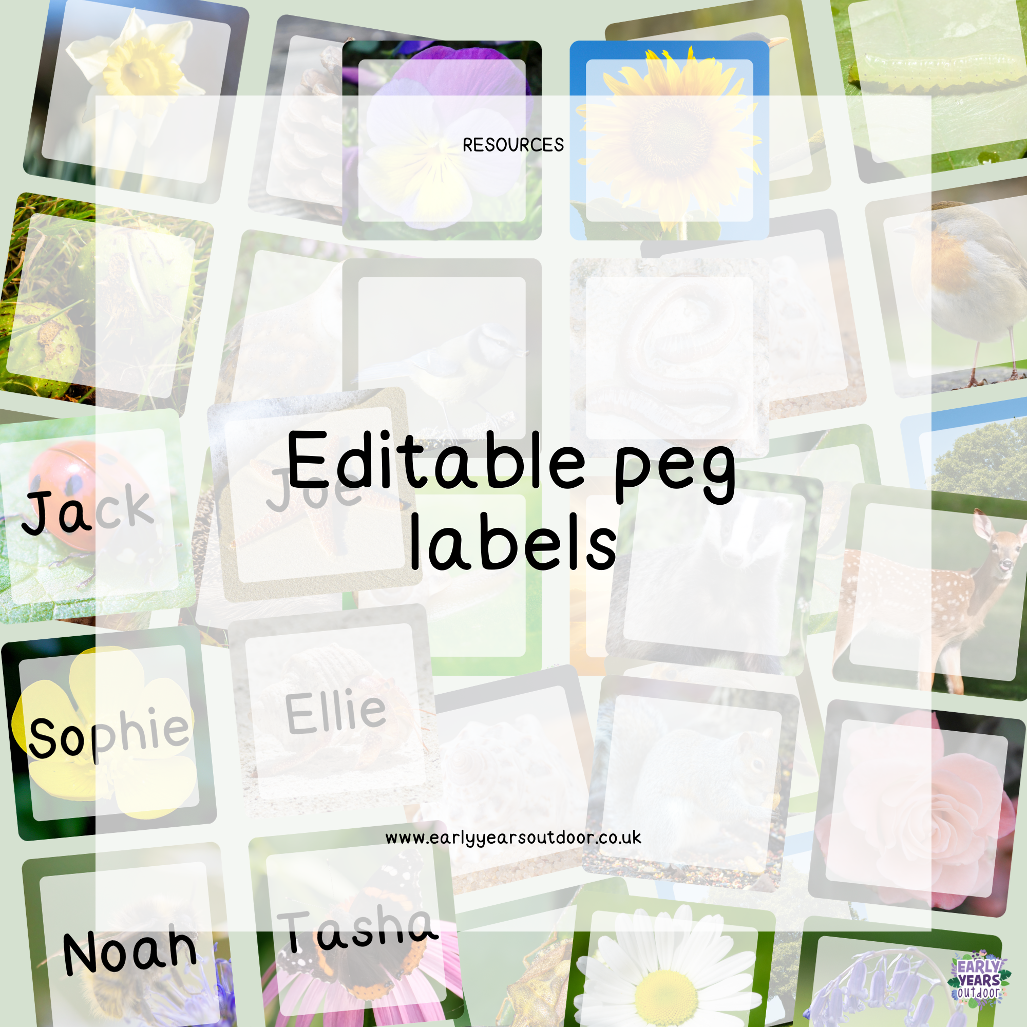 Nature themed editable peg labels