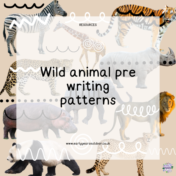 Pre writing patterns on wild animals