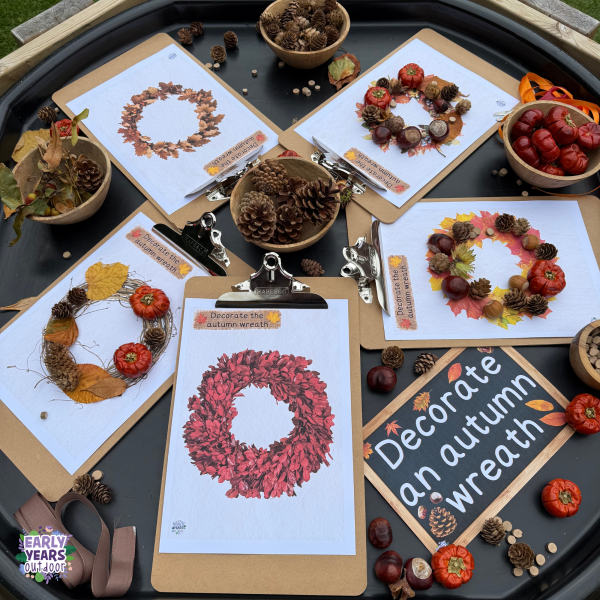 Autumn wreath decorating